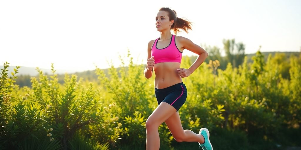 Person jogging in a sunny outdoor environment during weight loss.